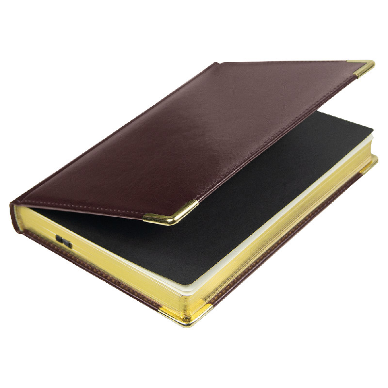 Ежедневник полудатированный Classic Pristine Gold А5, еталлическими уголками, в твердой обложке с поролоном