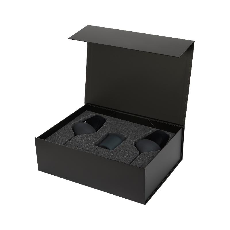 Подарочный набор свеча Enigma + 2 бокала для вина Sapphire в черной коробке