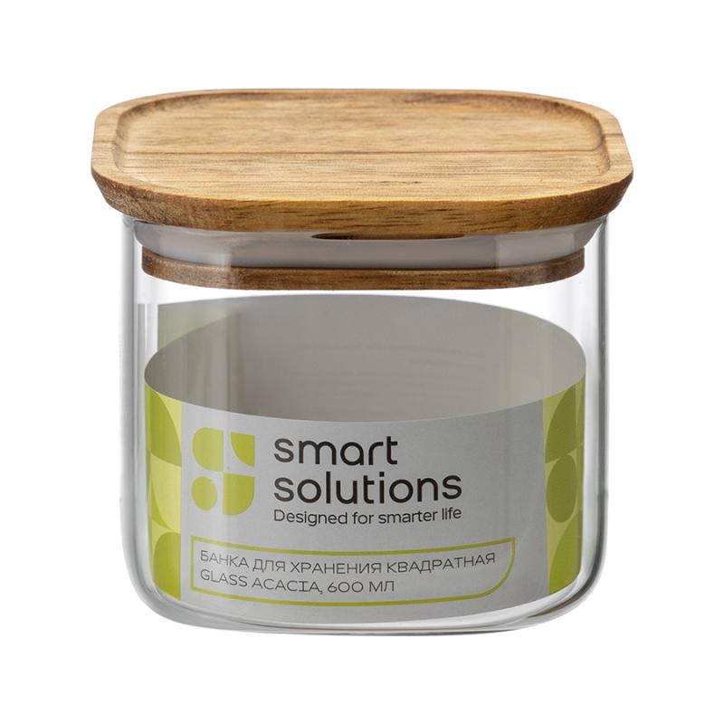 Банка для хранения квадратная glass acacia, 600 мл