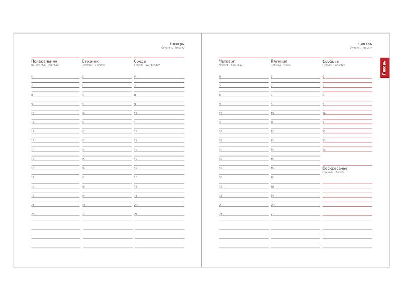 Еженедельник Classic Buffalo A4, недатированный, в твердой обложке