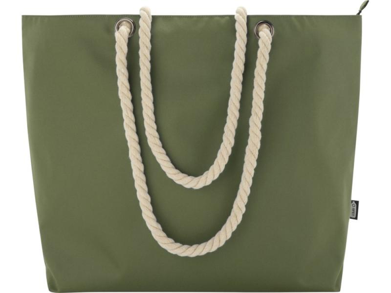 Пляжная сумка-холодильник Panama GRS из переработанных материалов с ручками-шнурками