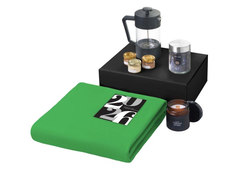 Подарочный набор Re:Moments с пледом, френчпрессом и медом