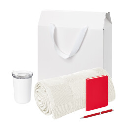 Подарочный набор Welcome Pack Spark mini,  (термокружка, блокнот, ручка, плед, коробка-пакет)