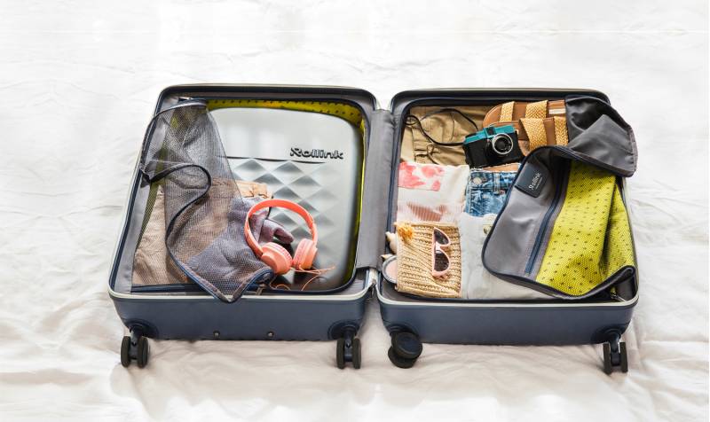 Чемодан складной Rollink Earth 55x40x20 см, 2 колеса, черный/зеленый