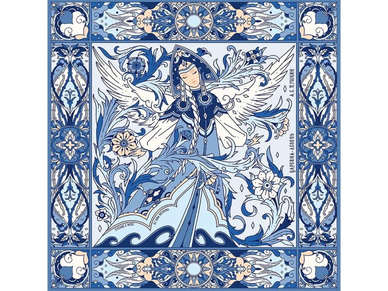 Платок Царевна-Лебедь 100% шелк