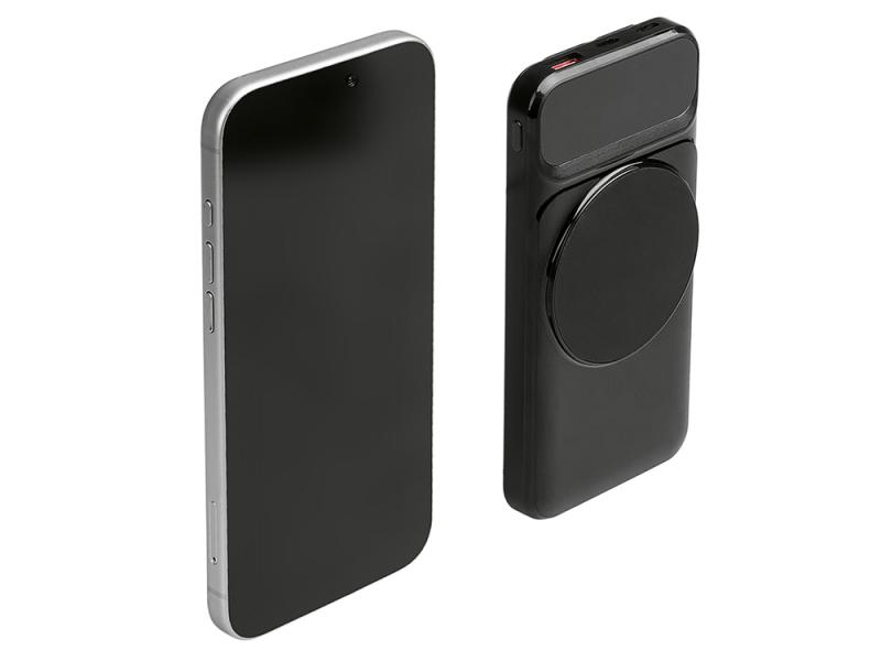 Магнитный беспроводной внешний аккумулятор со встроенными кабелями Мэни, 10000 мАч