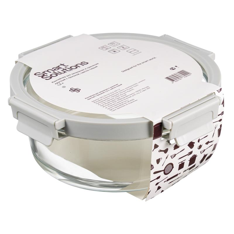 Контейнер для запекания и хранения круглый click glass, 1,3 л