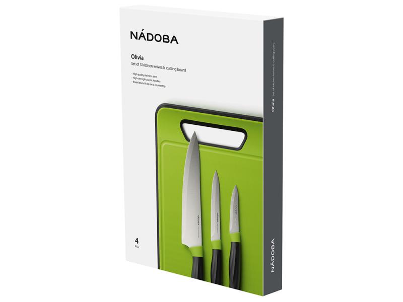 Набор из 3 ножей с пластиковой разделочной доской OLIVIA