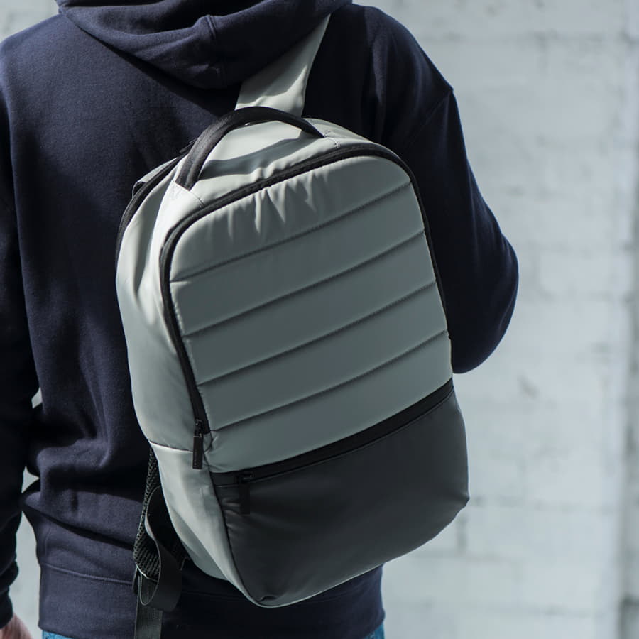 Рюкзак водостойкий 'Stian", серый/черный, 42х28х12 см, 100% полиэстер