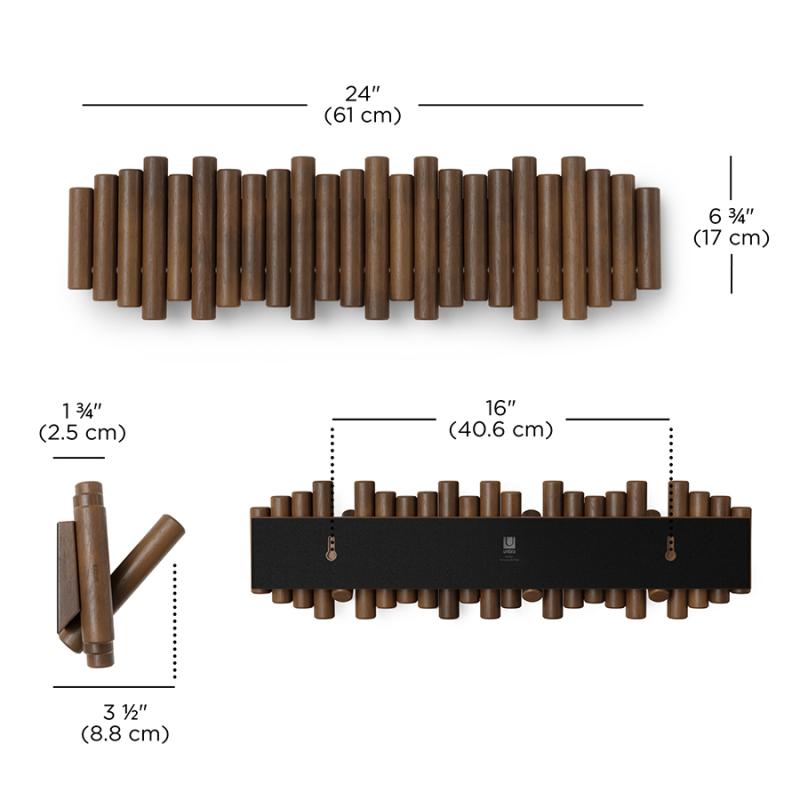 Вешалка настенная picket, 8 крючков, состаренный грецкий