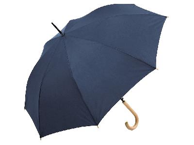 Зонт-трость Okobrella с деревянной ручкой и куполом из переработанного пластика