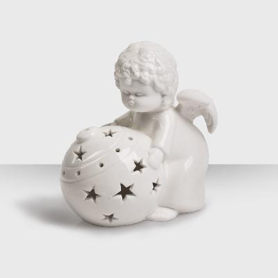 Подсвечник "Ангел с елочным шаром"