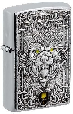 Зажигалка ZIPPO Wolf Emblem с покрытием Brushed Chrome, латунь, 36x13x57 мм