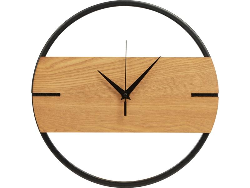 Деревянные часы с металлическим ободом Time Wheel