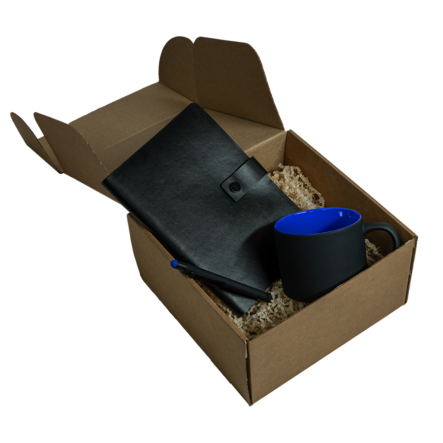 Набор подарочный DYNAMIC: кружка, ежедневник, ручка,  стружка, коробка, черный/синий