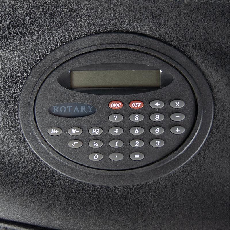 Папка-органайзер на кнопке с поворотным калькулятором и блокнотом