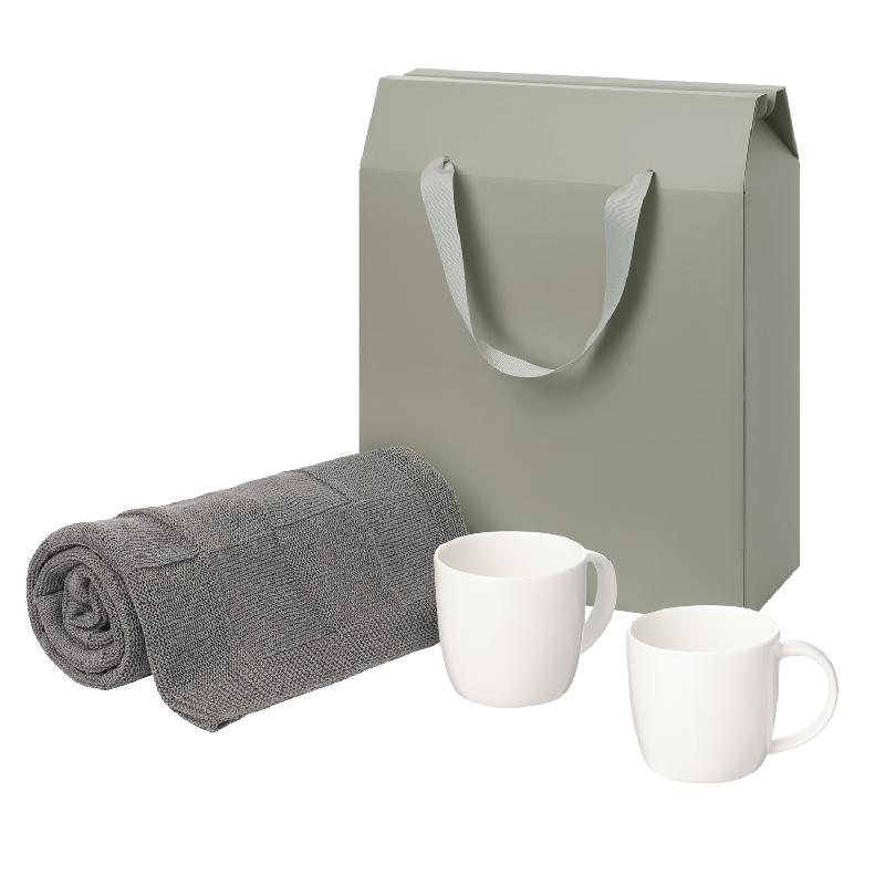 Подарочный набор Dafna, Cella,  в коробке-пакете (две фарфоровых кружки, плед)