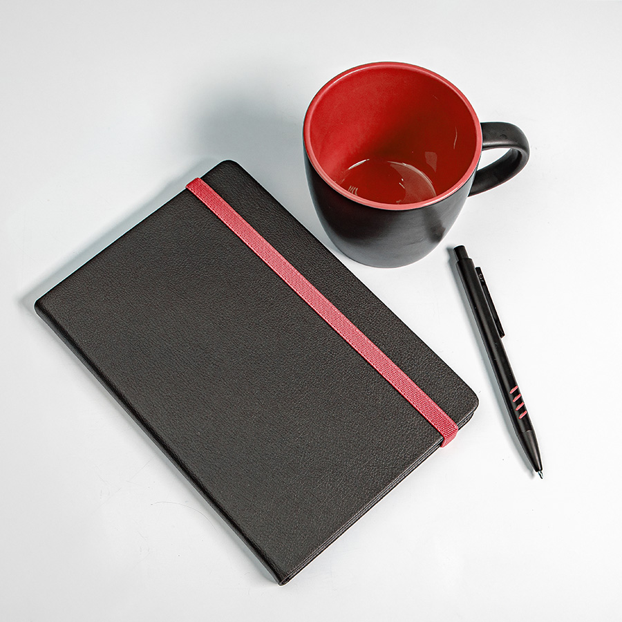 Набор подарочный HYPER: кружка, ежедневник, ручка, черный/голубой