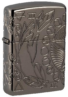 Зажигалка ZIPPO Armor® Wicca Design с покрытием Black Ice®, латунь, 38x13x57 мм