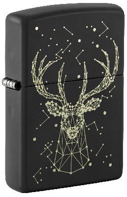 Зажигалка ZIPPO Deer с покрытием Black Matte, латунь, овая, 38x13x57 мм