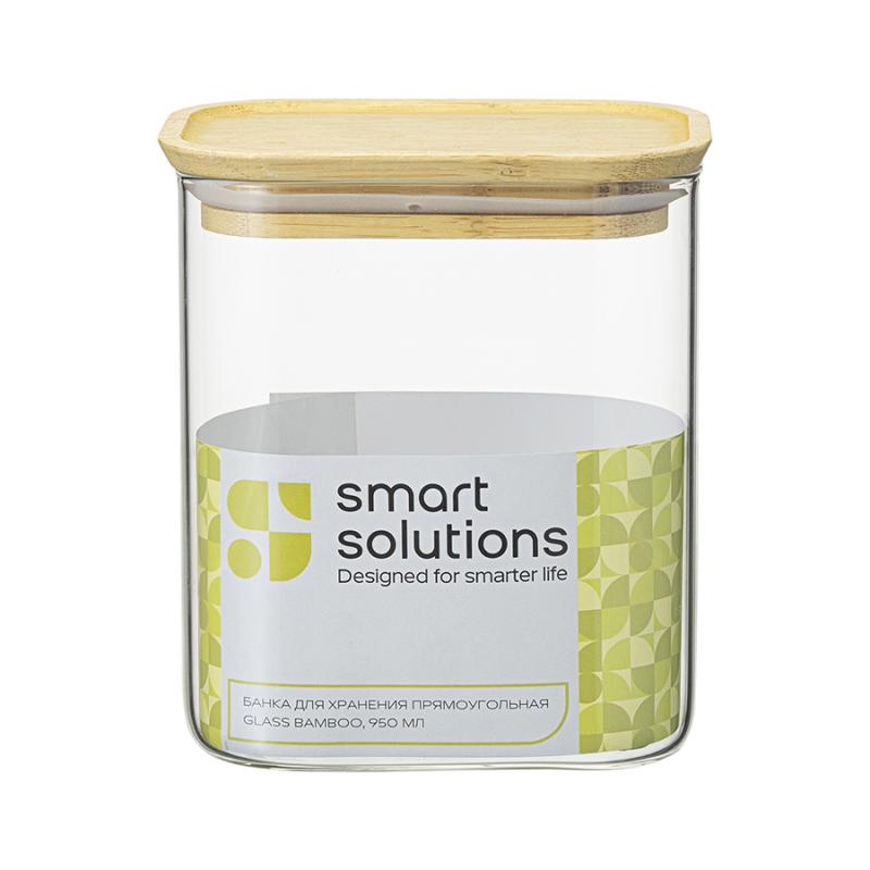 Банка для хранения прямоная glass bamboo, 950 мл