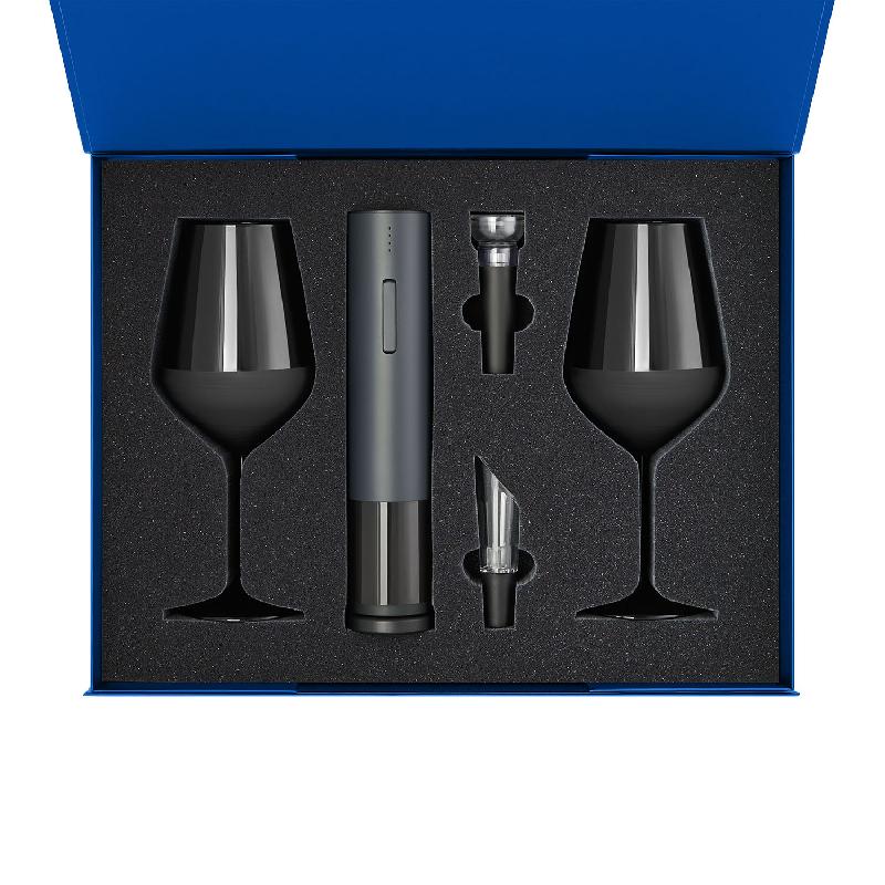 Подарочный набор 2 бокала для вина Black Edition + набор для вина Sacramento в синей коробке