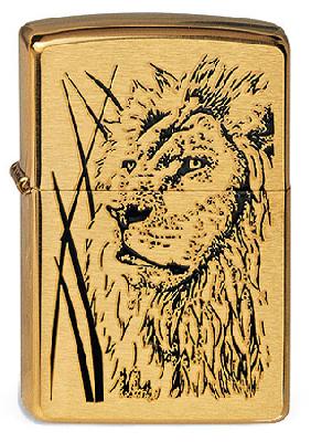 Зажигалка ZIPPO Proud Lion, с покрытием Brushed Brass, латунь, 38x13x57 мм
