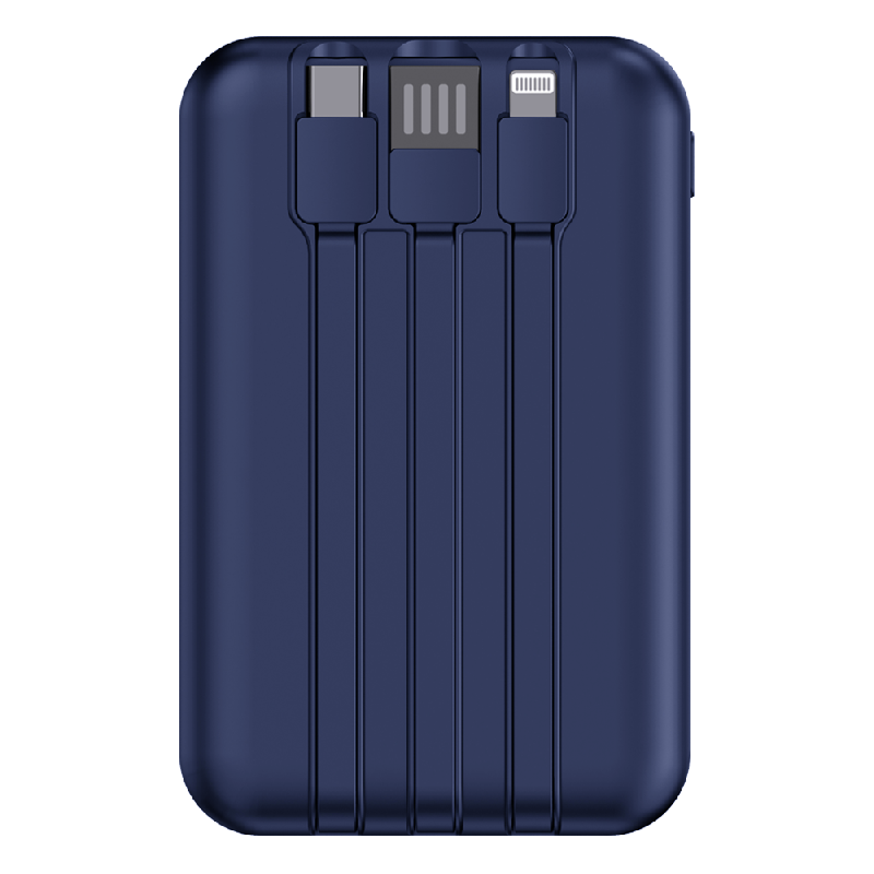 Внешний аккумулятор (powerbank) «Lumen», 10 000 mAH, с тремя зарядными шнурами, 22,5W super fast charge, Power Delivery (PD) 20W (dfnn), QC3.0