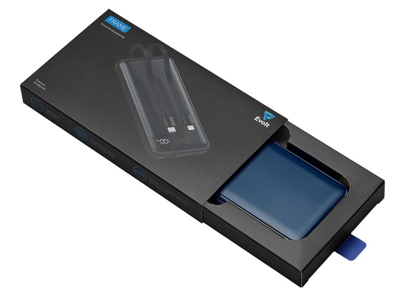 Внешний аккумулятор со встроенными кабелями Фрэйм, 10000мач