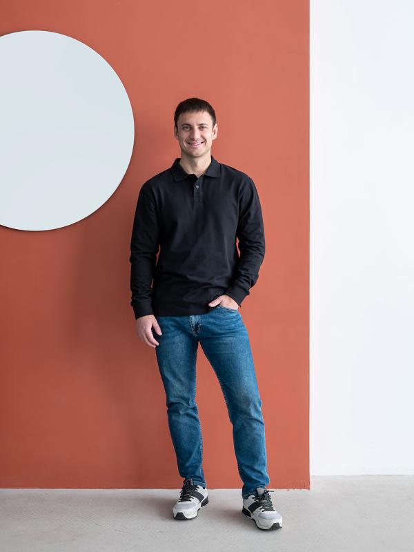 Рубашка поло унисекс STAN длинный рукав хлопок 185