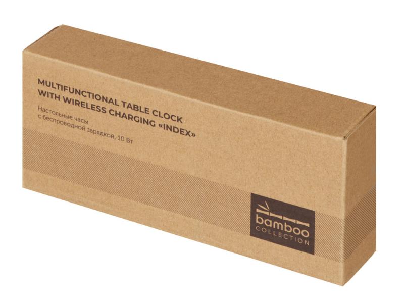 Часы настольные с беспроводной зарядкой Index, 10 Вт