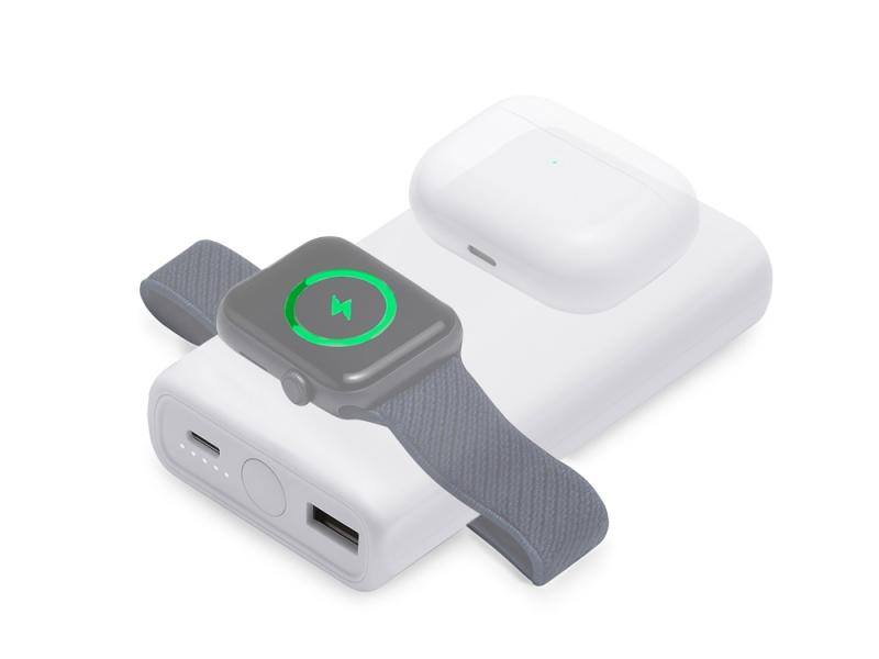 Внешний беспроводной аккумулятор 2-в-1 с функцией зарядки Apple Watch, QC/PD AtomIQ, 10000 мАч