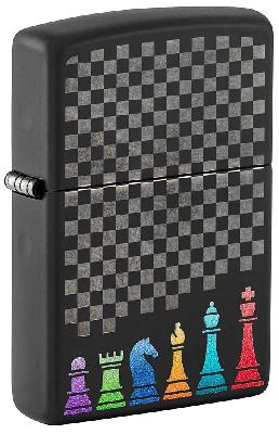 Зажигалка ZIPPO Chess Pieces с покрытием Black Matte, латунь,  38x13x57 мм