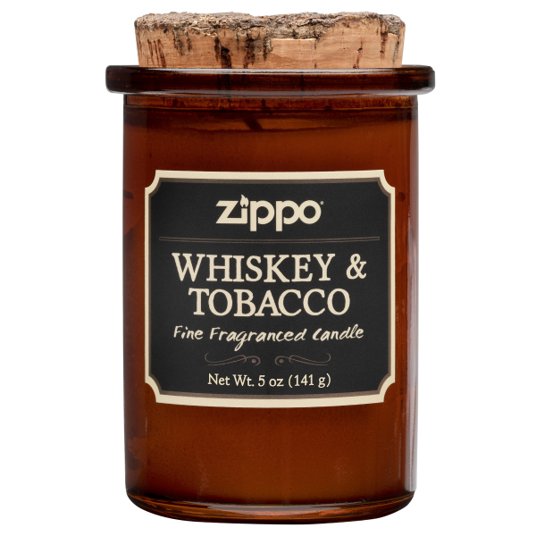 Ароизированная свеча ZIPPO Whiskey & Tobacco, воскхлопоккора древесиныстекло, 70x100 мм