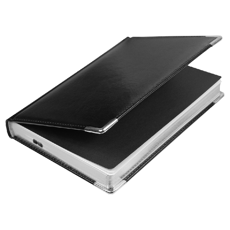 Ежедневник полудатированный Classic Pristine Silver А5, еталлическими уголками, в твердой обложке с поролоном