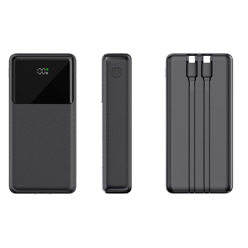 Внешний аккумулятор (powerbank) «Stream 20», 20 000 mAH, с двумя зарядными шнурами,  22,5W (Ватт)  super fast charge, Power Delivery (PD) 25.5W (dfnn), c цифровым дисплеем для контроля заряда