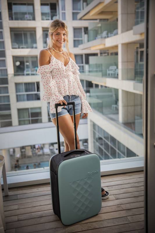 Чемодан складной Rollink Vega II 55x40x20 см, 2 колеса, бирюзовый