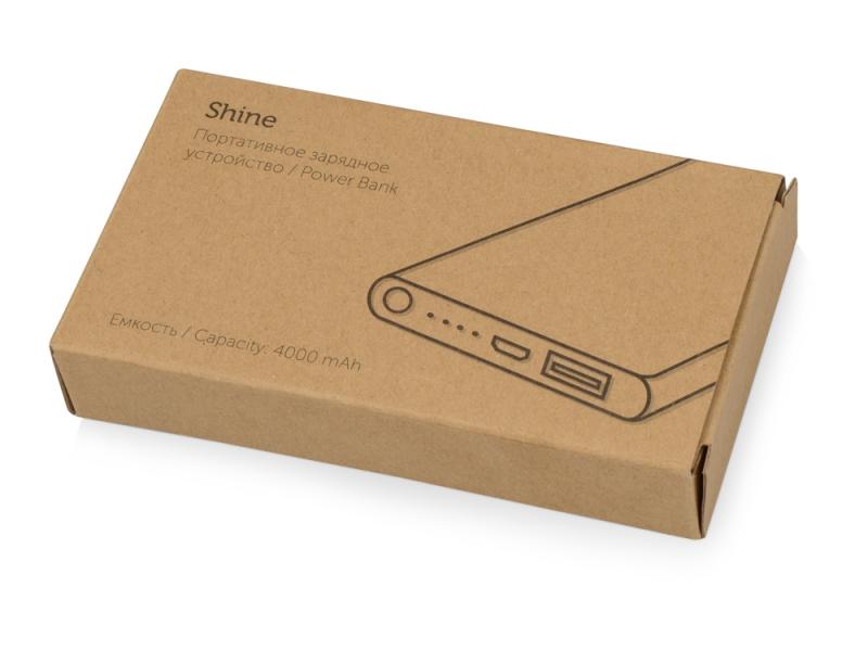 Внешний аккумулятор Shine с зеркальной гравировкой, 4000 mAh