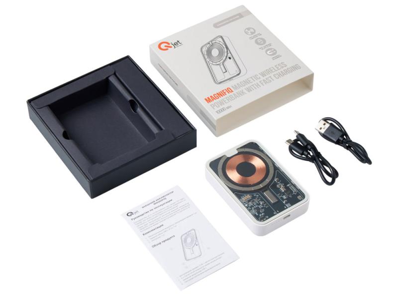 Беспроводной магнитный внешний аккумулятор с QC\PD MagnifIQ, 10000 мАч, 15 Вт