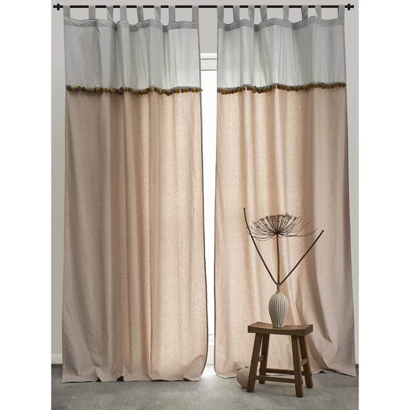 Штора из хлопка с помпонами  из коллекции essential, 150х290 см