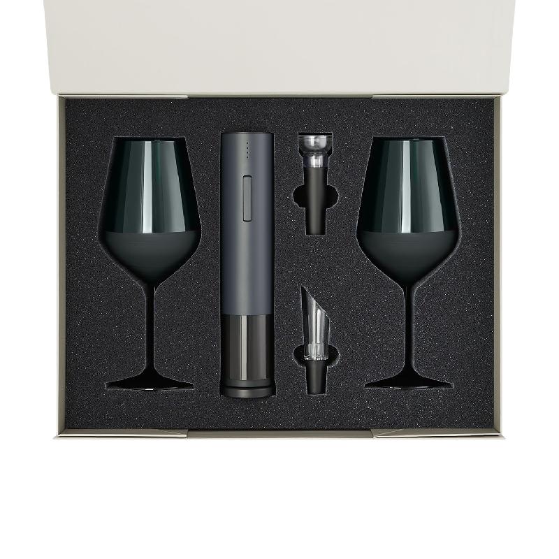 Подарочный набор 2 бокала для вина Emerald + набор для вина Sacramento в серой коробке