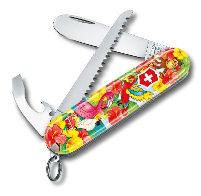 Набор для детей VICTORINOX "Попугай": перочинный нож 84 мм, шнурок на шею, книгараскраска