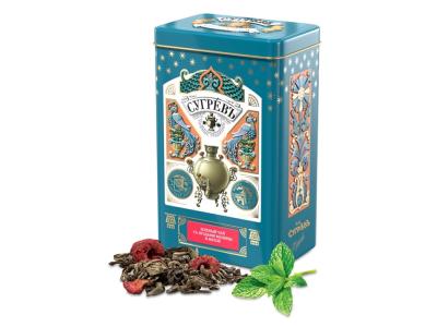 Зеленый чай с мятой и малиной в подарочной упаковке