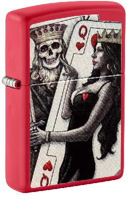 Зажигалка ZIPPO Skull King Queen Beauty с покрытием Red Matte, латунь, 38x13x57 мм
