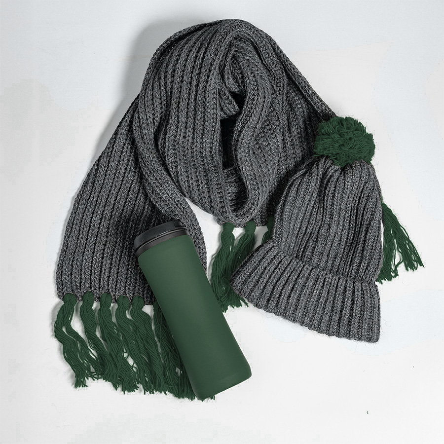 Набор подарочный COLD NIGHT: шарф и шапка, термокружка, красный