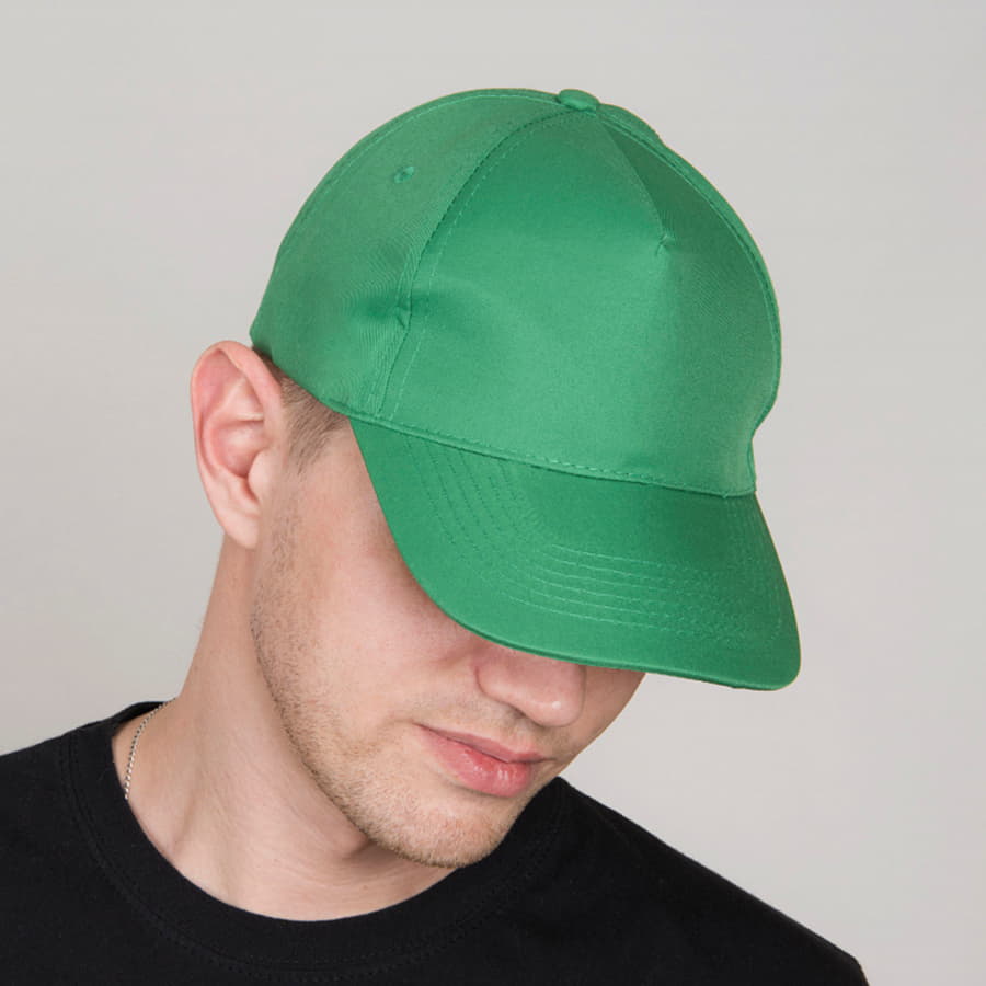 Бейсболка "Hit", 5 клиньев,  застежка на липучке, белый, 100% п/э, плотность 130 г/м2