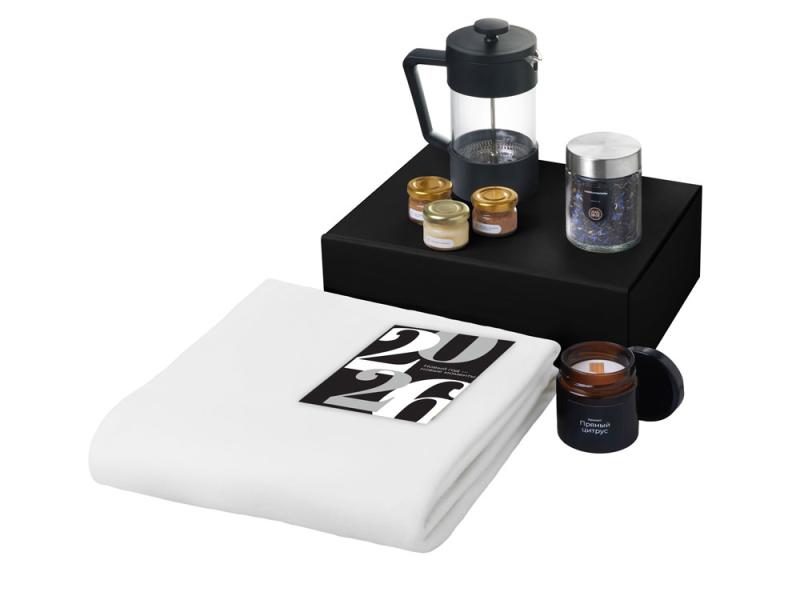 Подарочный набор Re:Moments с пледом, френчпрессом и медом