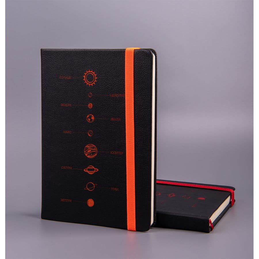 Ежедневник недатированный Ray, А5, черный/голубой, кремовый блок, без обреза