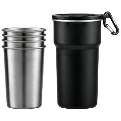 Набор походный стальных стаканов из нержавеющей стали 4 в 1, 200 мл, Altai, с карабином