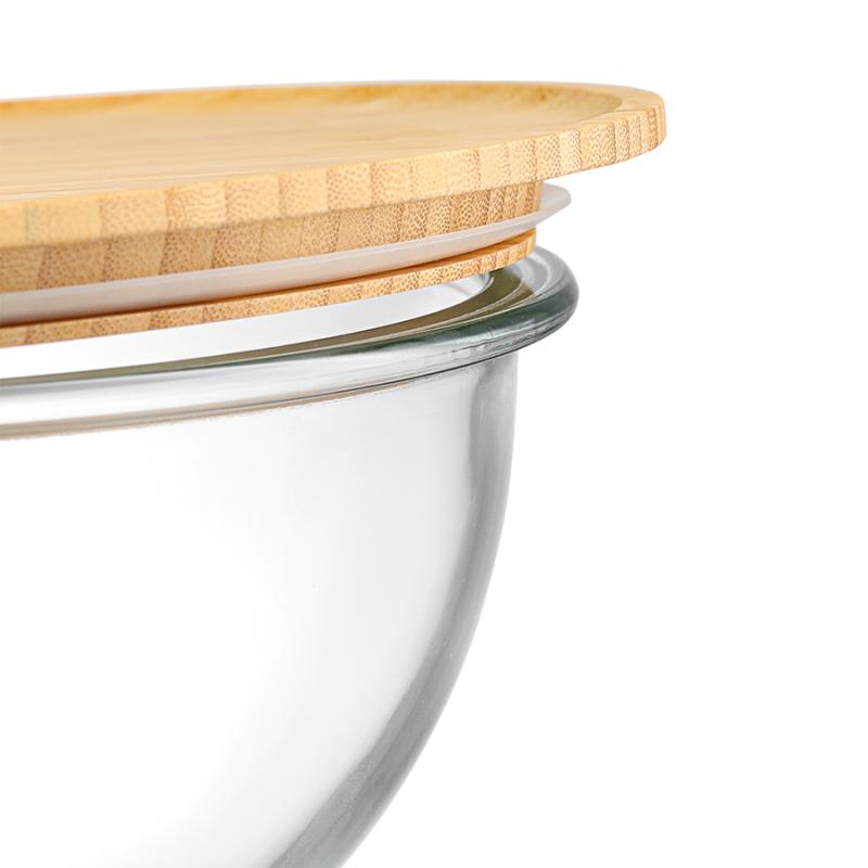 Набор из 4х стеклянных мисок eco store с крышками из бамбука